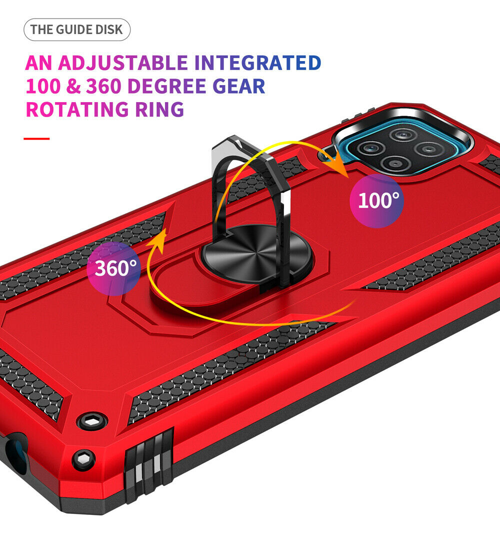 Protectores para celular  para Samsung  A12 / M12 Funda reforzada con anillo v2 Rojo